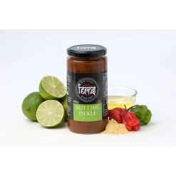 Ingredienti Ferns' Hot Lime Pickle 380g -Negozio al dettaglio stagionatura 0008 S021 HotLimePickle 380g WithIngredients