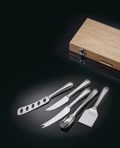 Robert Welch Radford Gourmet Cheese Knife Set In Rovere Box Coltelli Da Cucina -Negozio al dettaglio stagionatura 5 piece cheese knifes radford box black bg