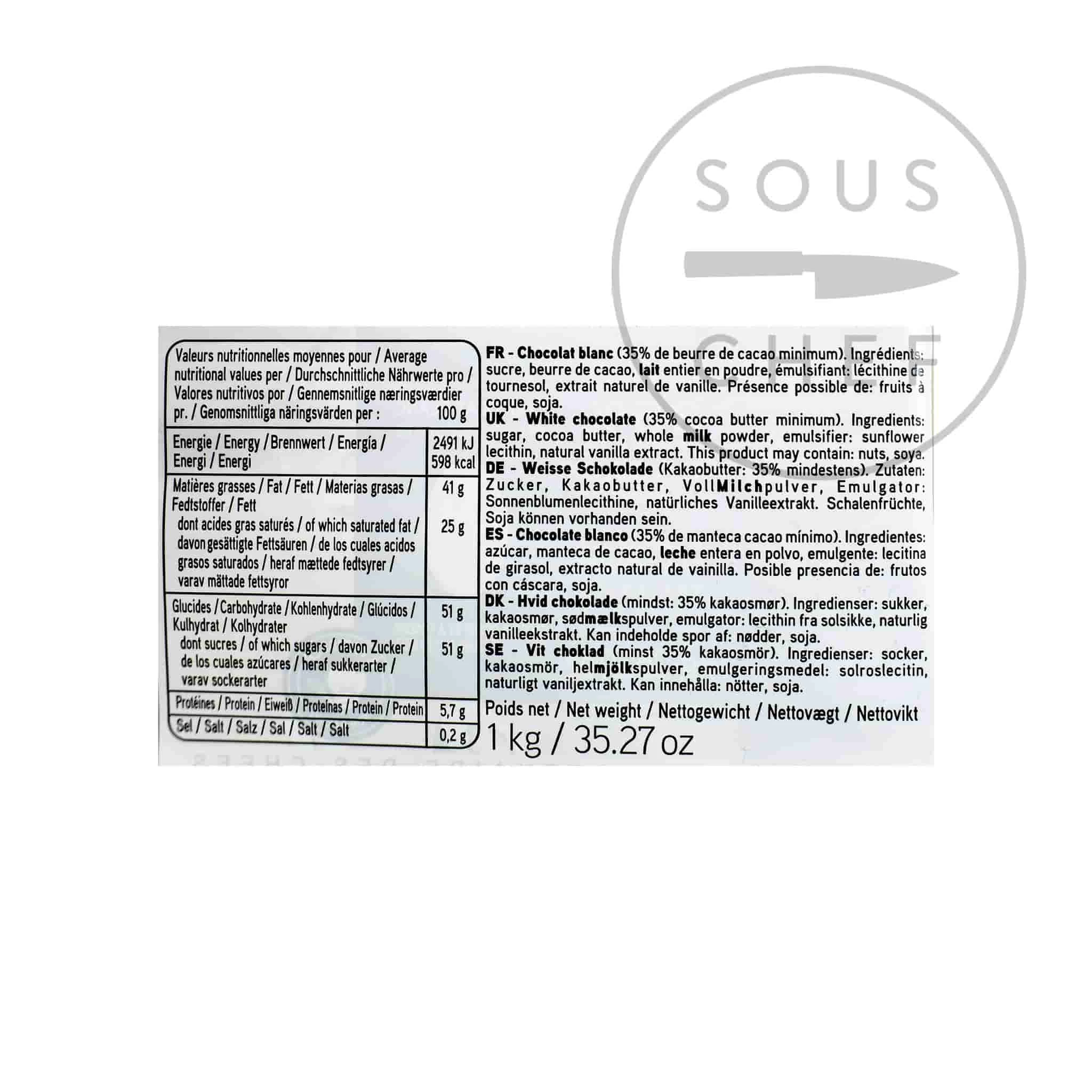 Cucinare Cioccolato Valrhona Ivoire Bianca Cioccolato Chips 5 Cucinare Cioccolato Valrhona Ivoire Bianca Cioccolato Chips - immagine 3