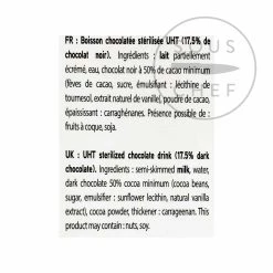 Valrhona Celaya Liquid Hot Chocolate 1 Litre 6 Valrhona Celaya Liquid Hot Chocolate 1 Litre -Negozio al dettaglio stagionatura AA0109 ValrhonaCelayaLiquidHotChocolate1litre ingredient