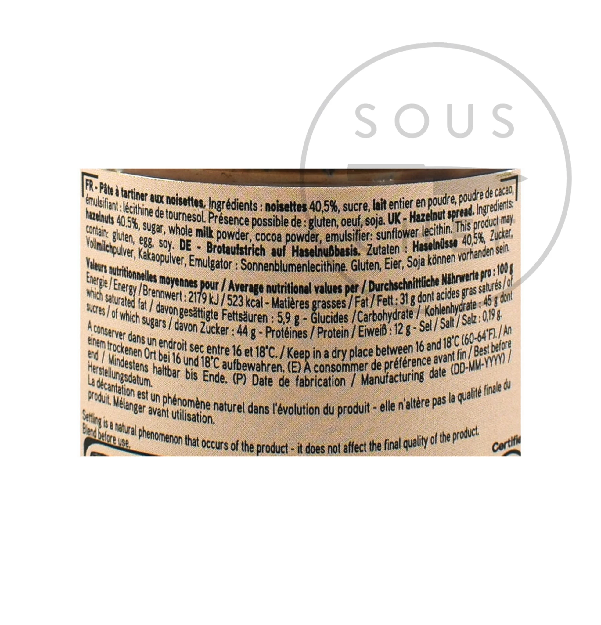 Valrhona Cioccolato Nocciola 40% Spalmare 280g Ingredienti 4 Valrhona Cioccolato Nocciola 40% Spalmare 280g Ingredienti - immagine 2