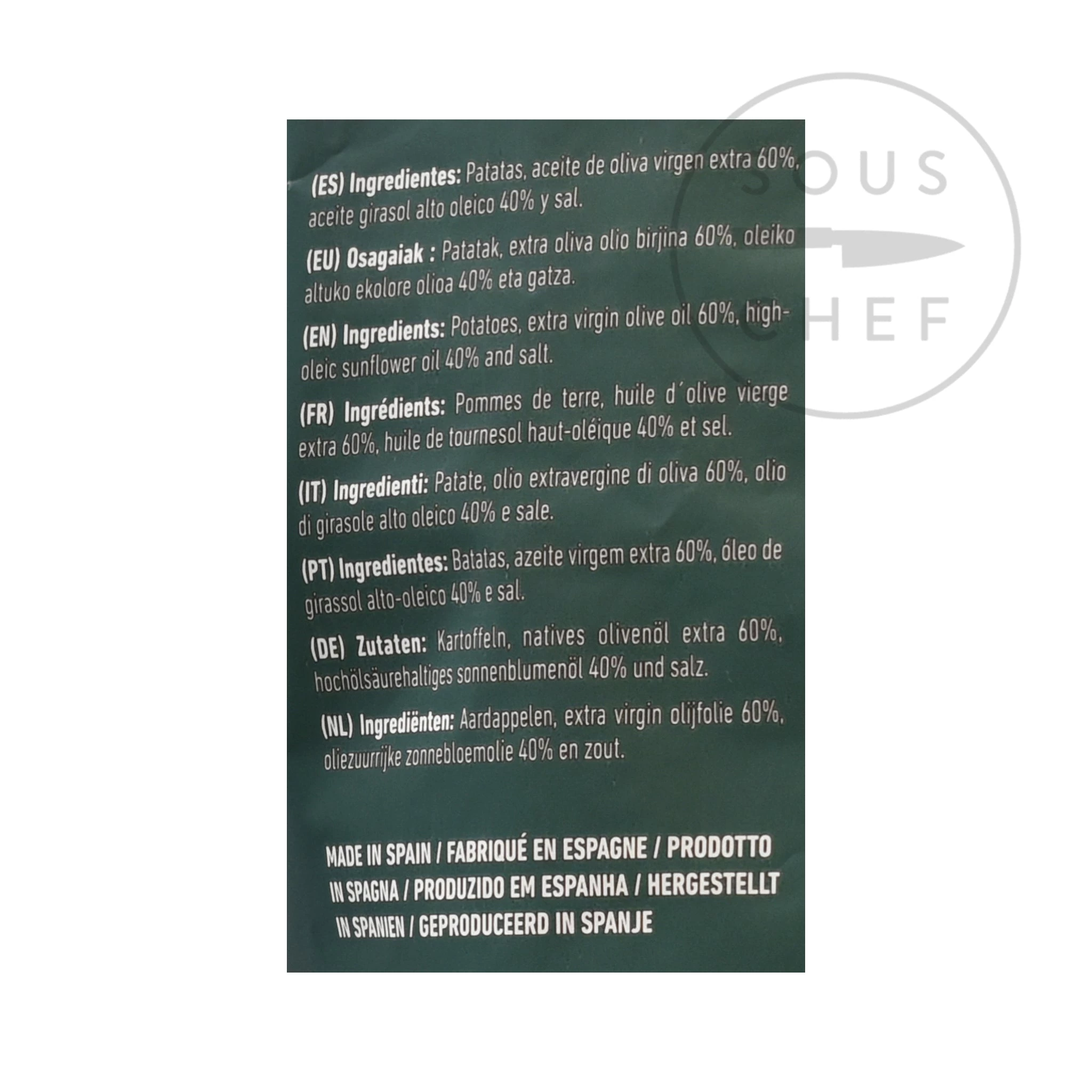 Ingredienti Sarriegui Patatas Fritas - Olio Extra Vergine Di Oliva Crips 150g 6 Ingredienti Sarriegui Patatas Fritas - Olio Extra Vergine Di Oliva Crips 150g - immagine 4