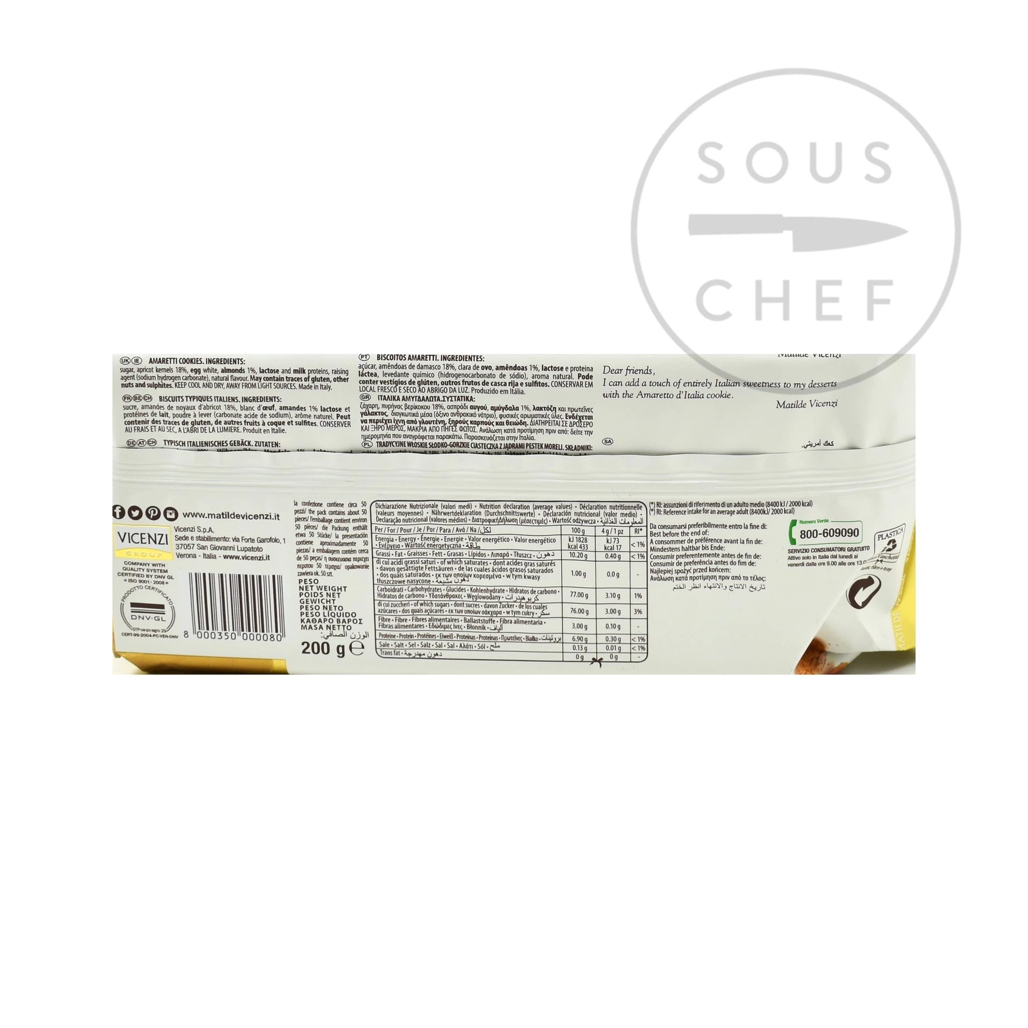 Matilde Vicenzi Amaretti Biscotti 200g Ingredienti 4 Matilde Vicenzi Amaretti Biscotti 200g Ingredienti - immagine 2