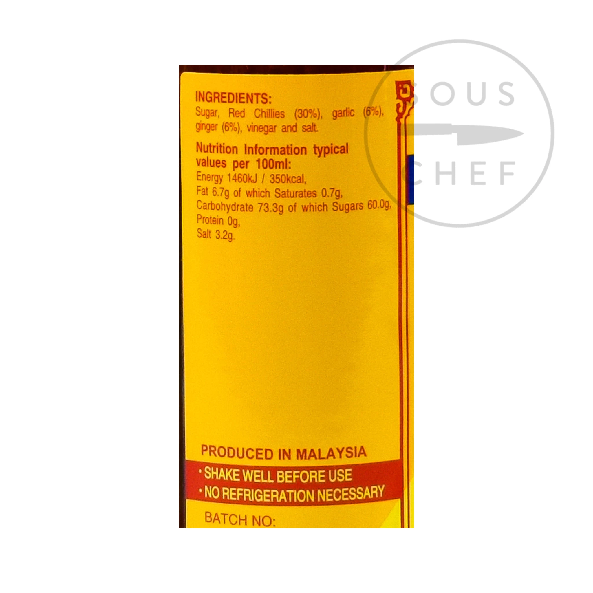 Salsa Di Peperoncino All'aglio Di Lingham 358g Ingredienti 5 Salsa Di Peperoncino All'aglio Di Lingham 358g Ingredienti - immagine 3