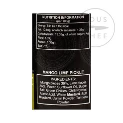 Ingredienti Ferns' Mango Lime Pickle 380g -Negozio al dettaglio stagionatura BO0026 Ferns MangoLimePickle 1