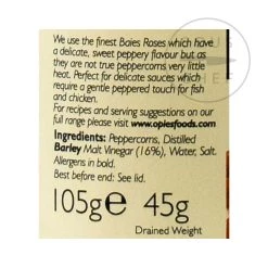 Opies Ingredienti Pink Pepper Corns Con Malt Aceto 105g -Negozio al dettaglio stagionatura BO0197 PinkPeppercornsinBrine 1