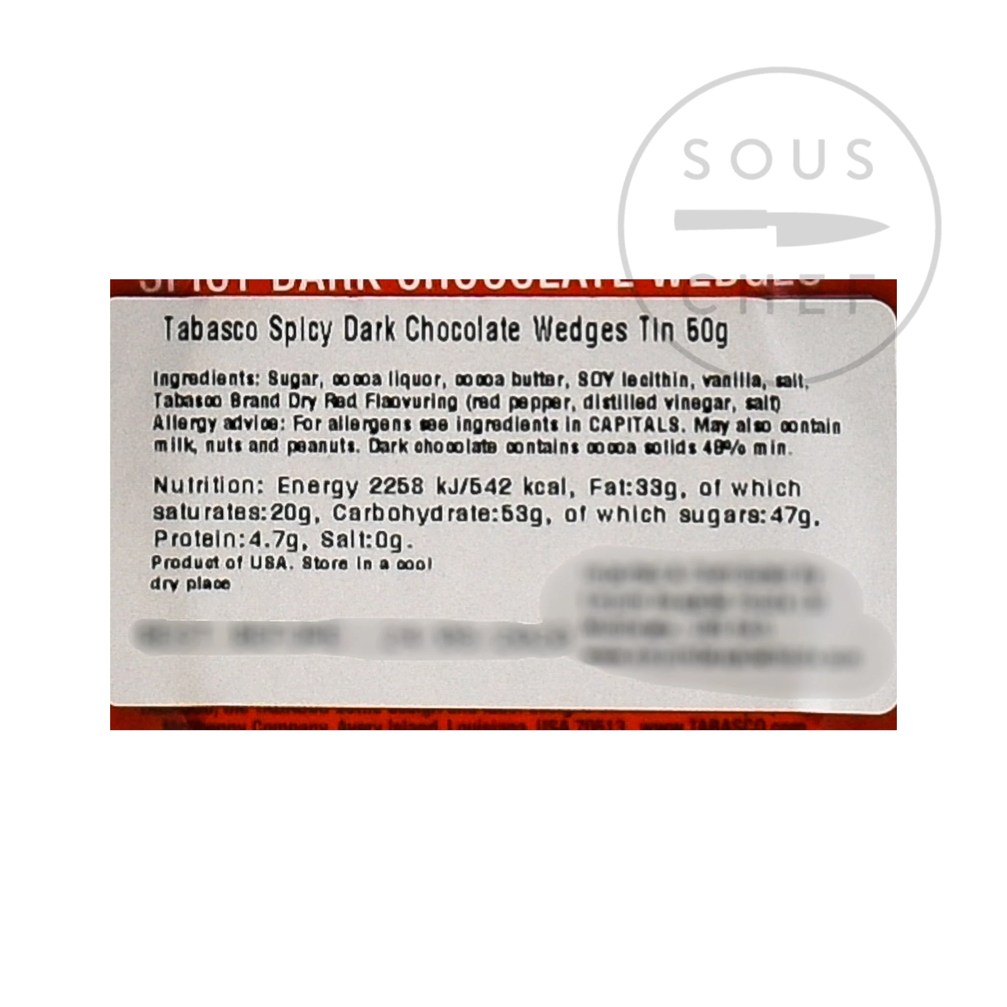 Tabasco Piccante Cioccolato Stagno 50g 4 Tabasco Piccante Cioccolato Stagno 50g - immagine 3