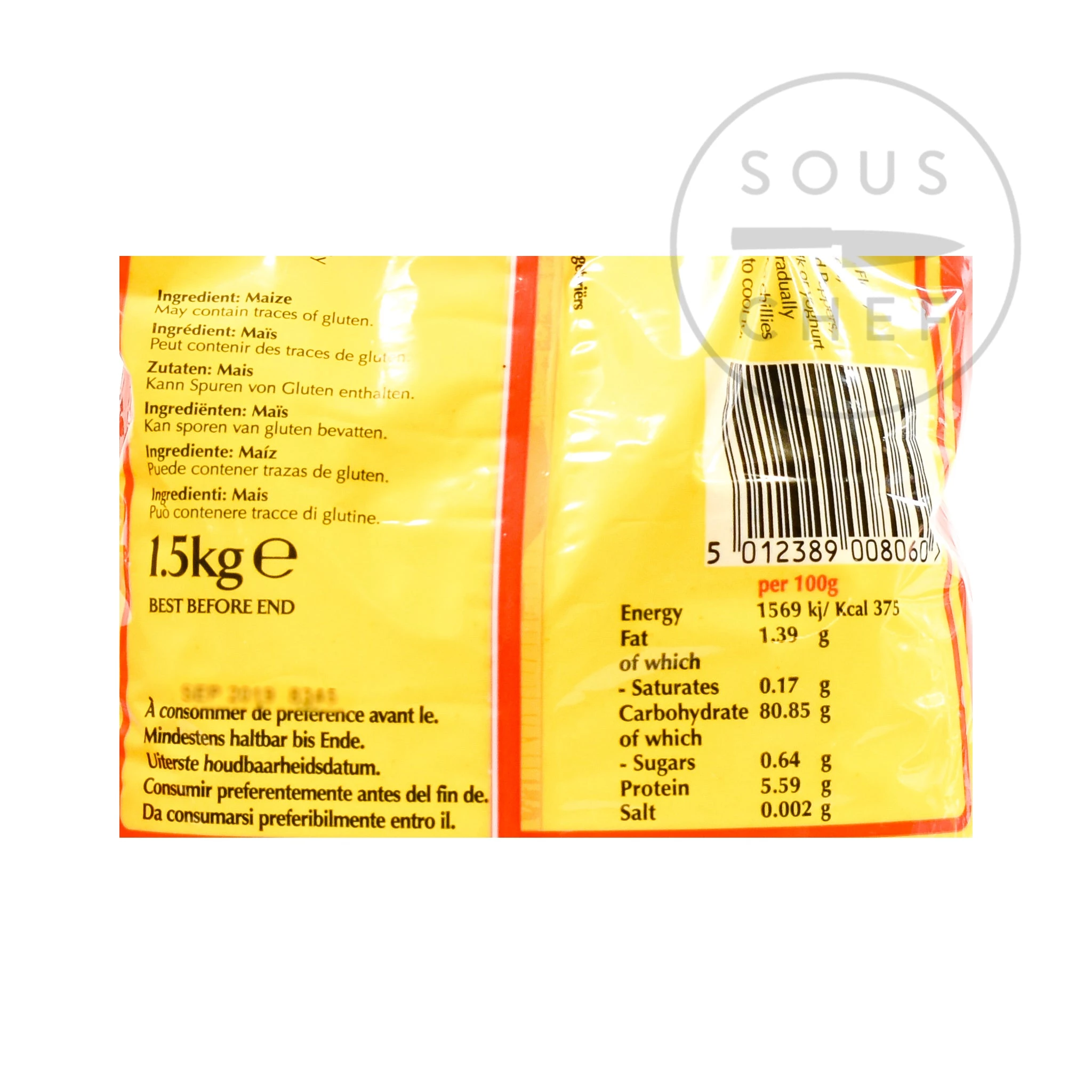 Dunn's River Cornmeal Fine Polenta 1,5kg Ingredienti 3 Dunn's River Cornmeal Fine Polenta 1,5kg Ingredienti - immagine 2