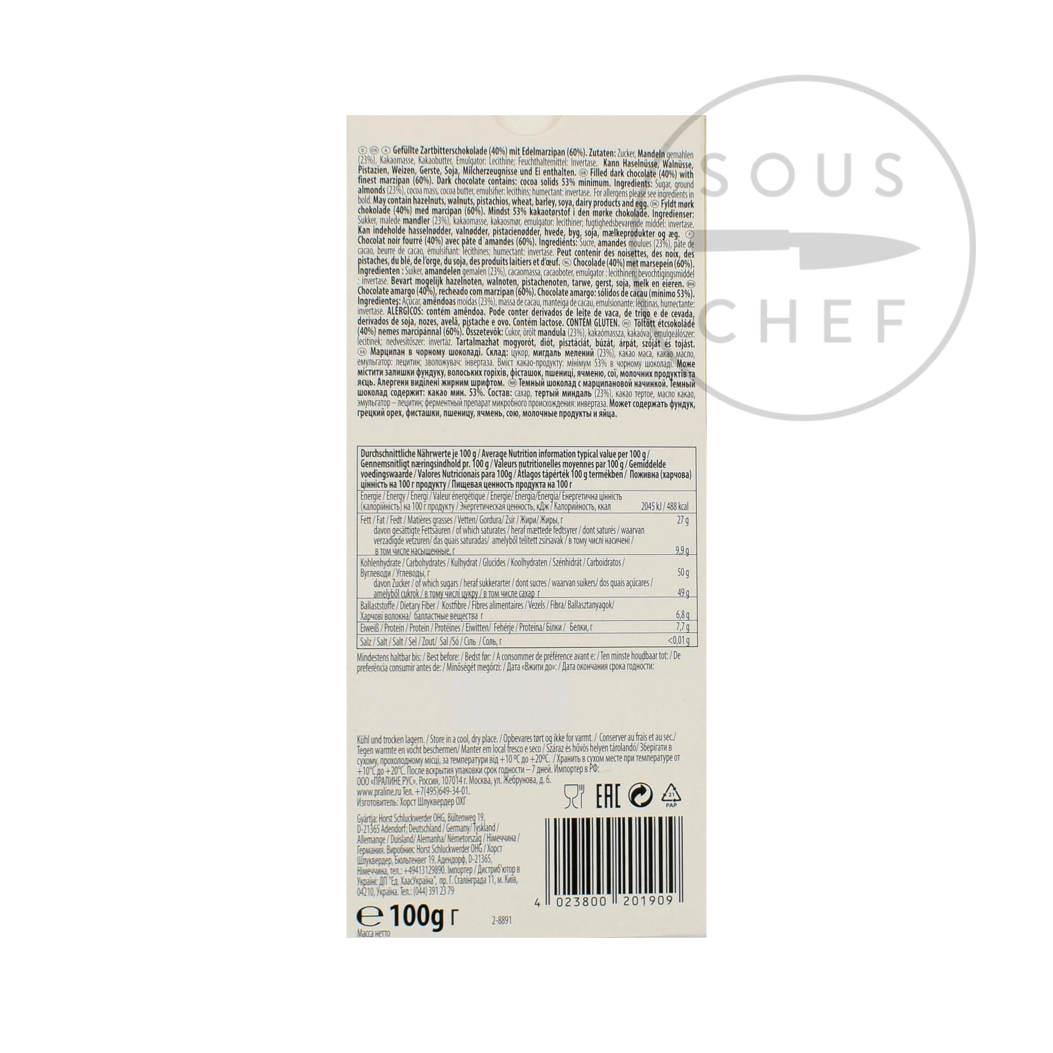 Schluckwerder Edel Marzapane Con Cioccolato Fondente 100g Ingredienti 4 Schluckwerder Edel Marzapane Con Cioccolato Fondente 100g Ingredienti - immagine 2