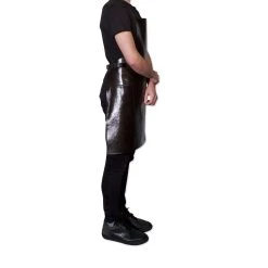 Dutchdeluxes Leather BBQ Apron In Metallic Bronze Cookware -Negozio al dettaglio stagionatura DD0041 DutchdeluxesLeatherBBQAproninMetallicBronze side