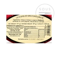 Conservas De Cambados Ingredienti Pulpo En Salsa Gallega - Octopus 111g -Negozio al dettaglio stagionatura DL0014 PulpoEnSalsaGallega Octopus 1