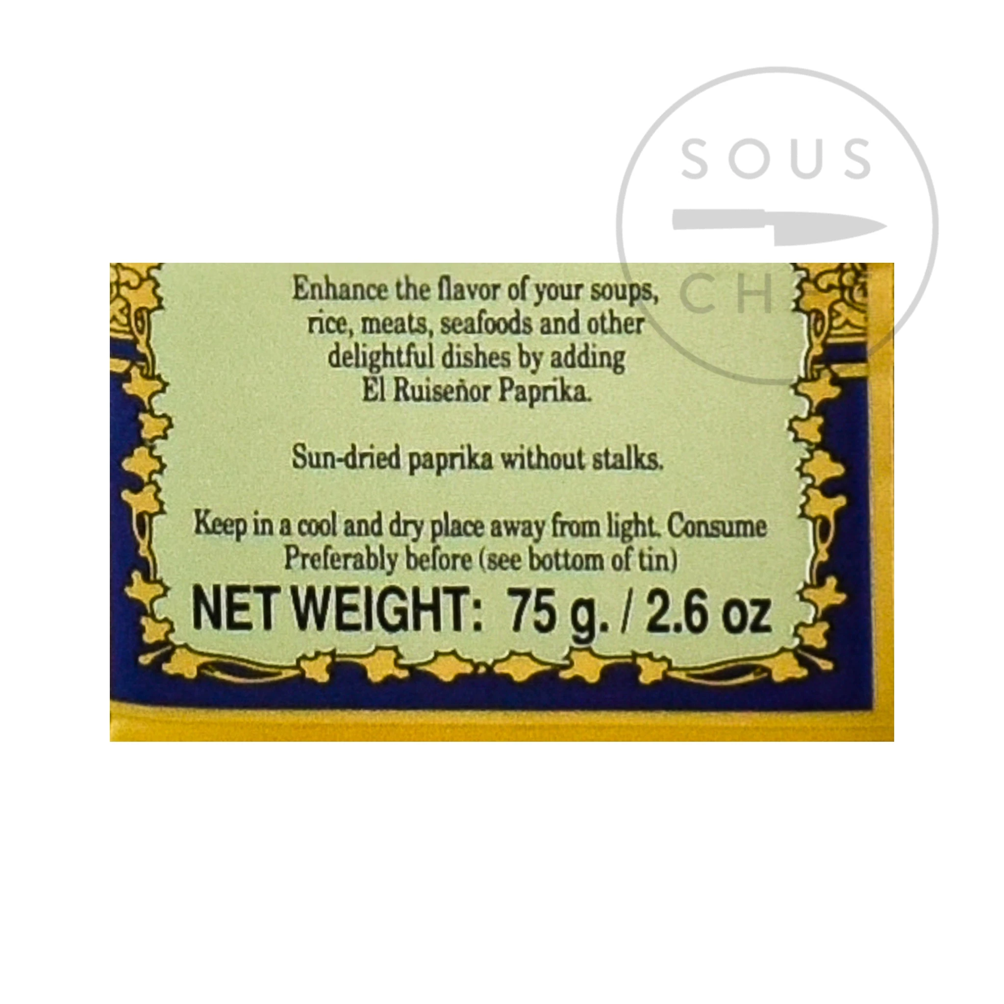 El Ruisenor Paprika D.O. Murcia Dulce 75g Ingredienti 4 El Ruisenor Paprika D.O. Murcia Dulce 75g Ingredienti - immagine 2