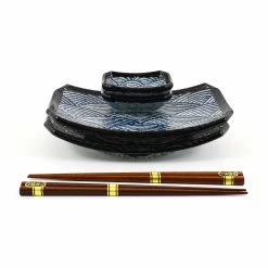 Kiji Stoneware & Ceramics Kiji Stoneware & Ceramica Da Tavola Blue Wave Sushi Serving Set 7 Kiji Stoneware & Ceramics Kiji Stoneware & Ceramica Da Tavola Blue Wave Sushi Serving Set -Negozio al dettaglio stagionatura EM0038 BlueWaveSushiServingSet stacked