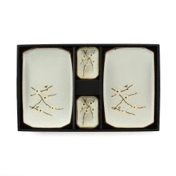 Kiji Stoneware & Ceramics Kiji Stoneware & Ceramica Sakura Blossom Sushi Set Da Tavola -Negozio al dettaglio stagionatura EM0039 SakuraBlossomSushiSet ver1