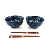 Kiji Stoneware & Ceramics Kiji Stoneware & Ceramica Blue Sakura Udon Bowl Set Da Tavola