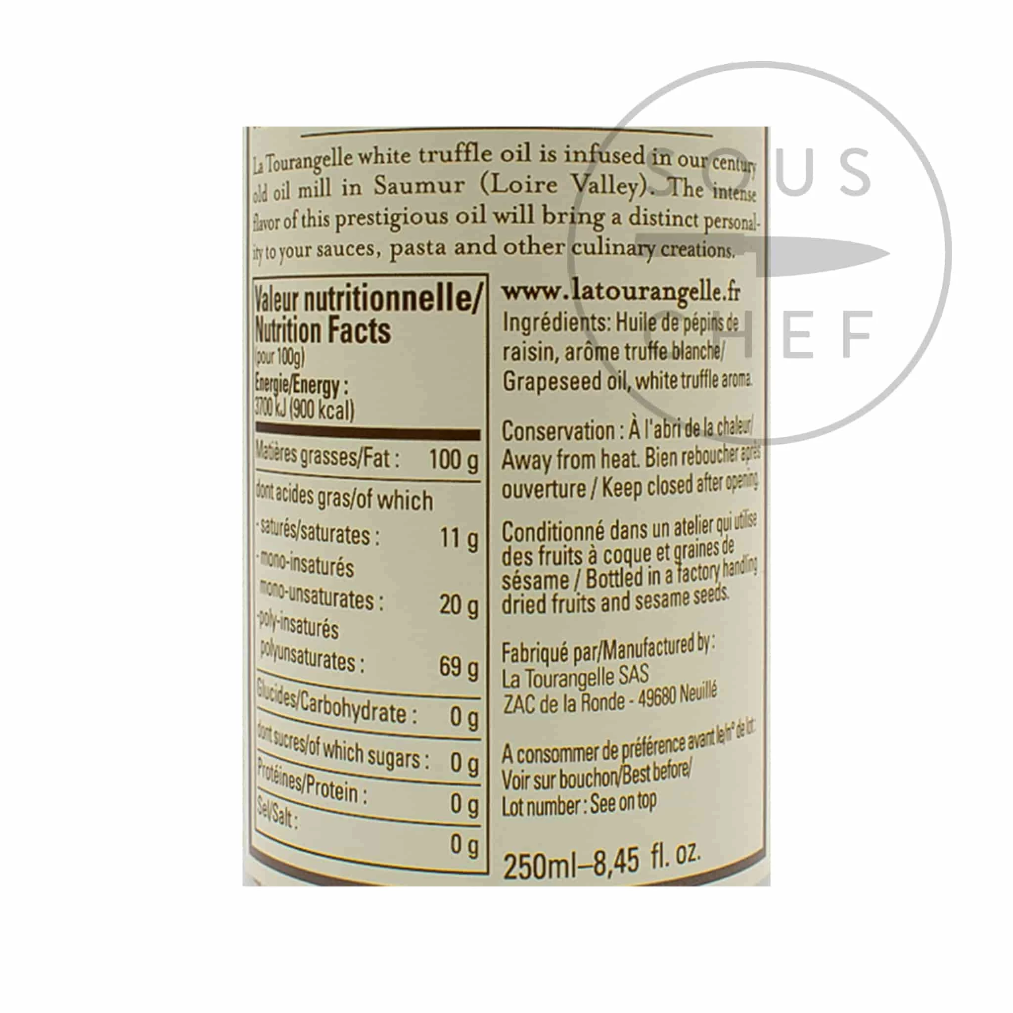Ingredienti La Tourangelle Olio Di Tartufo Bianco 250ml 4 Ingredienti La Tourangelle Olio Di Tartufo Bianco 250ml - immagine 2