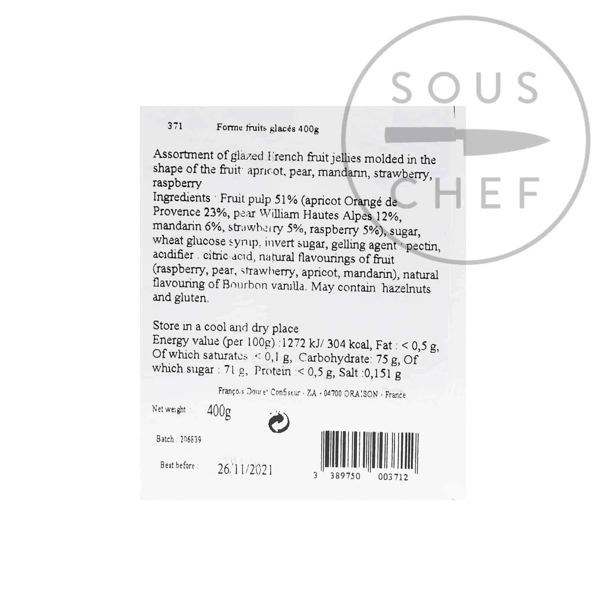 Ingredienti Francois Doucet Jellies Frutta Tradizionale Smaltata 400g 4 Ingredienti Francois Doucet Jellies Frutta Tradizionale Smaltata 400g - immagine 2