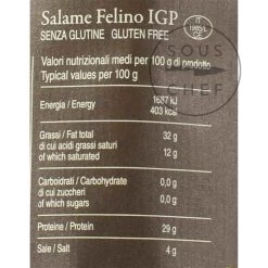 La Fattoria Di Parma Salami Felino IGP Riserva 290g Ingredienti 7 La Fattoria Di Parma Salami Felino IGP Riserva 290g Ingredienti -Negozio al dettaglio stagionatura FP0005 SalamiFelinoIGPRiserva290g Nutrition2