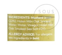 Ingredienti Halen Môn Smoky Dijon Mostarda 200g -Negozio al dettaglio stagionatura HL0018 HalenMonSmokyDijonMustard200gnutrition
