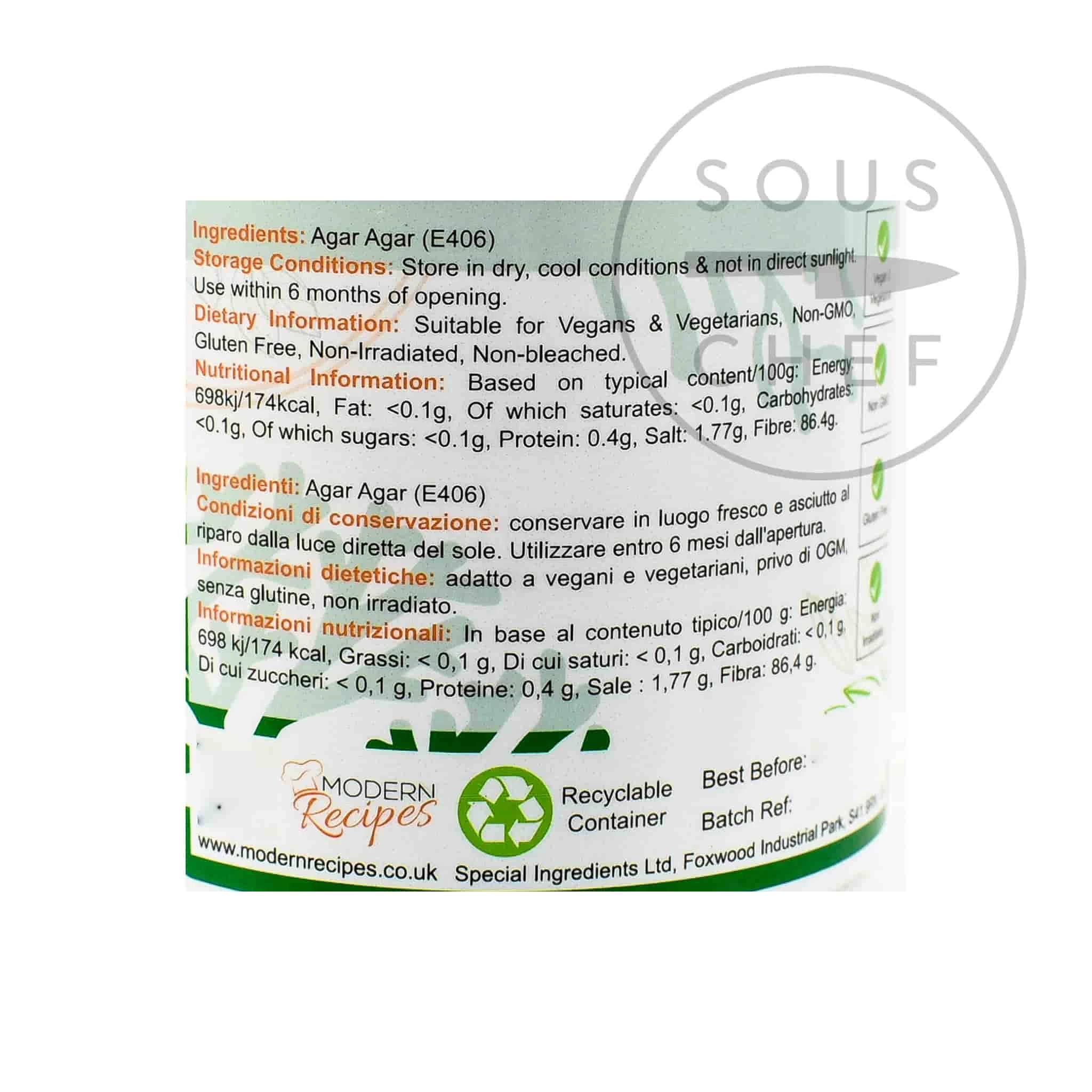 Special Ingredients Ingredienti Speciali Ingredienti Agar Agar 100g 4 Special Ingredients Ingredienti Speciali Ingredienti Agar Agar 100g - immagine 2