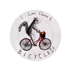 Jimbob Art Vasellame I Love Cheese & Biciclette Piatto Laterale 20cm