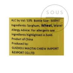 MouTai Chun 1998 Baijiu 53% 500ml Ingredienti 7 MouTai Chun 1998 Baijiu 53% 500ml Ingredienti -Negozio al dettaglio stagionatura JZ0009 MouTaiChun1998Baijiu53 BoP