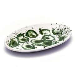 Kapka Splatter Madness Smalto Ovale Piatto Di Servizio Verde 31cm