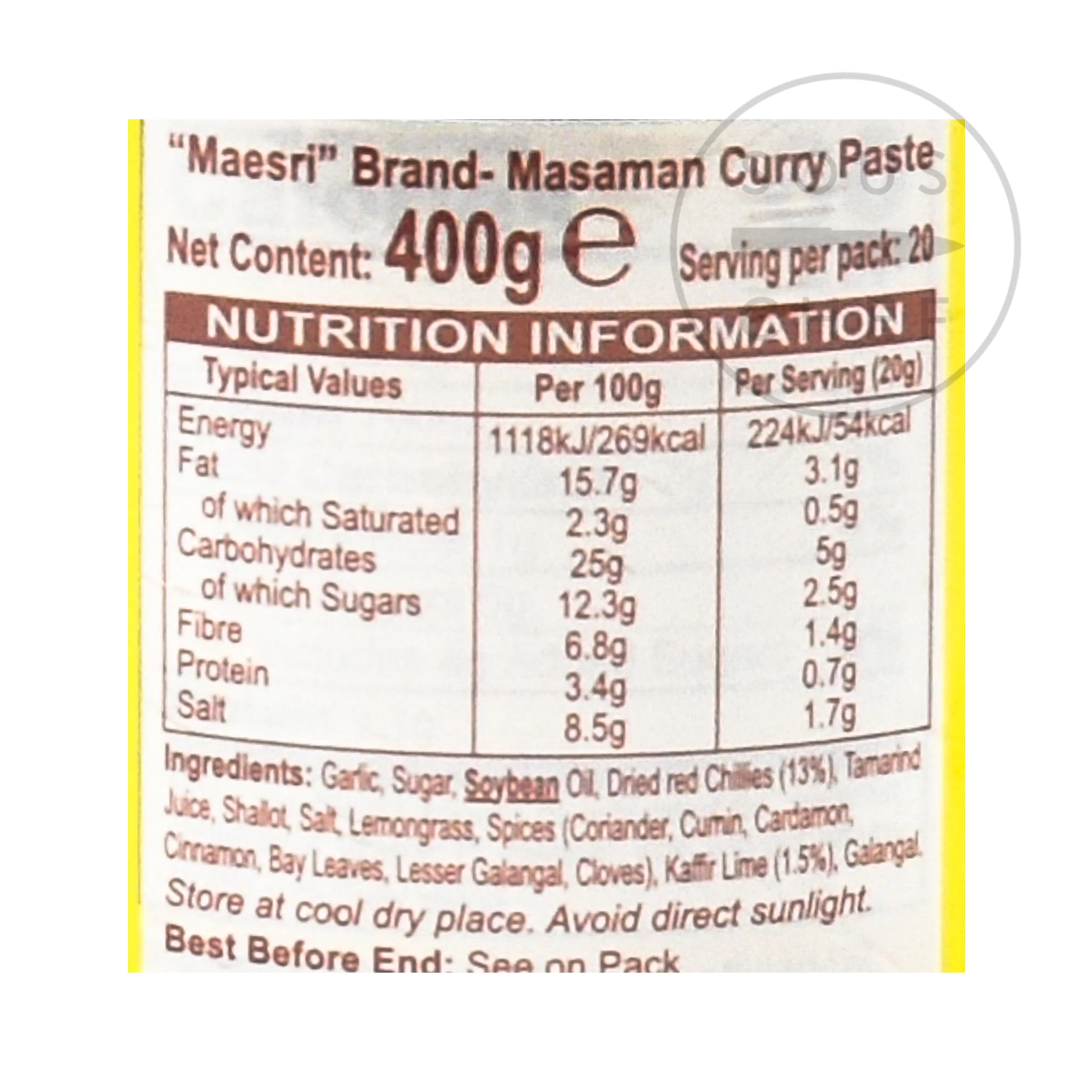 Mae Sri Thai Masaman Curry Paste 400g 5 Mae Sri Thai Masaman Curry Paste 400g - immagine 3