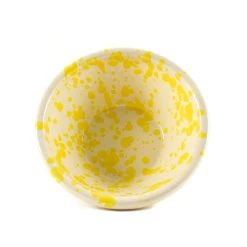 Puglia Handmade Puglia Posate Puglia Giallo Splatter Bowl 12cm -Negozio al dettaglio stagionatura NC0038 PugliaYellowSplatterBowl12cm var2