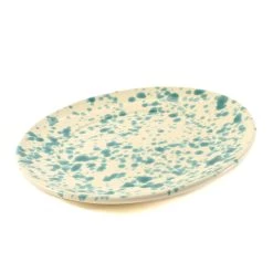 Puglia Handmade Puglia Aquamarine Splatter Piatto Da Pranzo 27cm -Negozio al dettaglio stagionatura NC0046 PugliaAquamarineSplatterDinnerPlate27cm var2