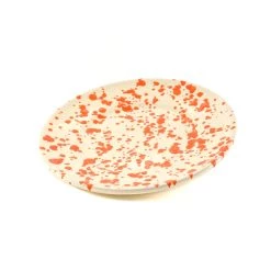 Puglia Handmade Puglia Orange Splatter Piatto Laterale 19cm -Negozio al dettaglio stagionatura NC0054 PugliaOrangeSplatterSidePlate19cm var2