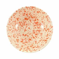 Puglia Handmade Puglia Orange Splatter Grande Insalata Bowl 28cm -Negozio al dettaglio stagionatura NC0056 PugliaOrangeSplatterLargeSaladBowl28cm