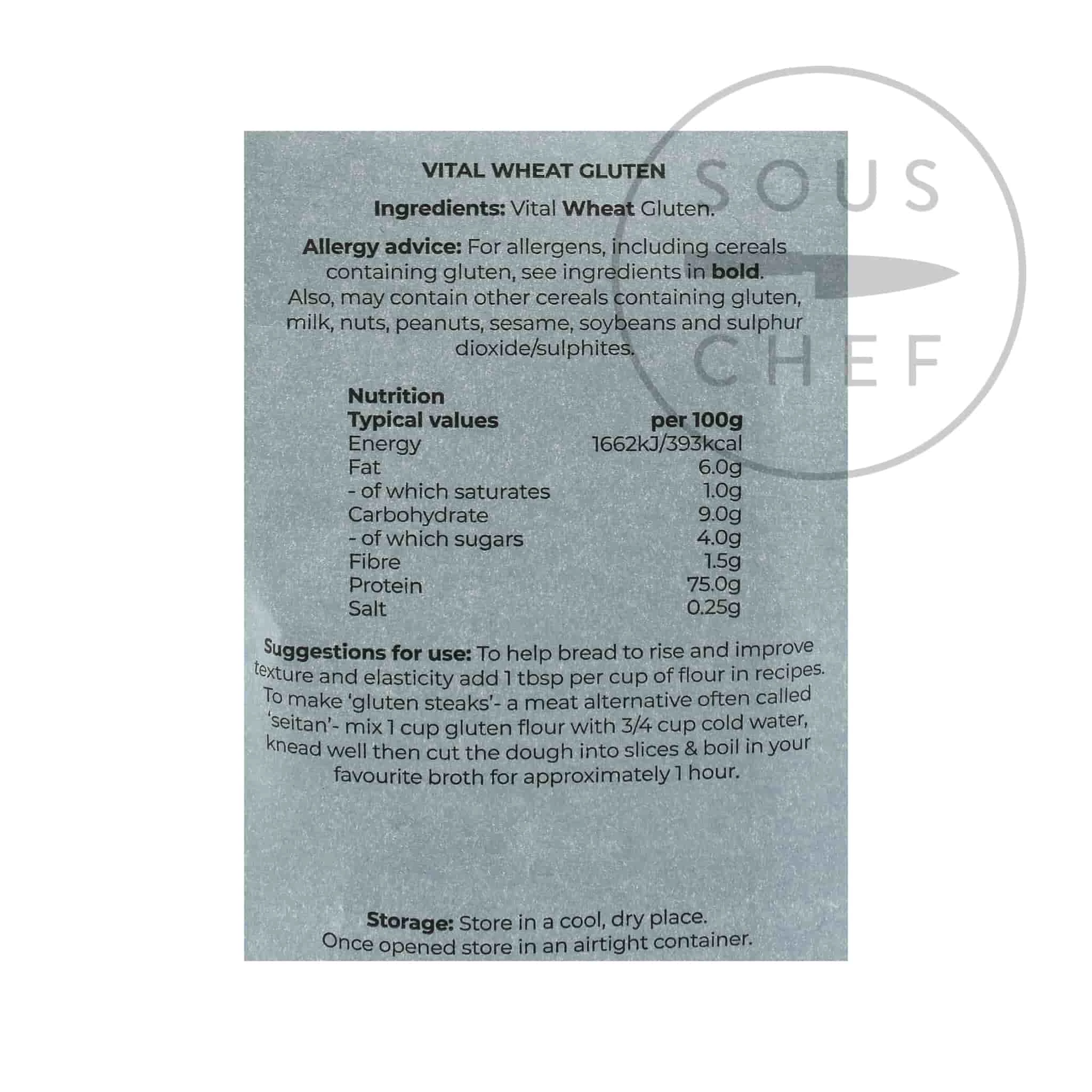 Ingredienti Vital Wheat Gluten Flour - Seitan Flour 500g 3 Ingredienti Vital Wheat Gluten Flour - Seitan Flour 500g - immagine 2