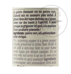Terre Exotique Green Salty Coastal Pepper 25g Ingredienti -Negozio al dettaglio stagionatura TE1007 TerreExotiqueGreenSaltyCoastalPepper25g nutrition