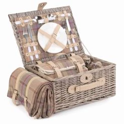 Willow Direct Tartan Picnic Hamper Per 2 Lavanda
