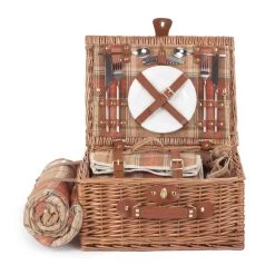 Willow Direct Willow Diretto Tartan Picnic Hamper Per 2 Autunno Rosso -Negozio al dettaglio stagionatura WD0005 TartanPicnicHamperfor2AutumnRed 3