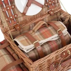Willow Direct Willow Diretto Tartan Picnic Hamper Per 2 Autunno Rosso -Negozio al dettaglio stagionatura WD0005 TartanPicnicHamperfor2AutumnRed 5