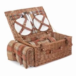 Willow Direct Willow Diretto Tartan Picnic Hamper Per 4 Autunno Rosso