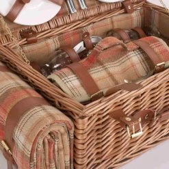 Willow Direct Willow Diretto Tartan Picnic Hamper Per 4 Autunno Rosso -Negozio al dettaglio stagionatura WD0006 TartanPicnicHamperfor4AutumnRed 5