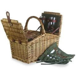 Willow Direct Willow Tweed Diretto Doppio Lidded Picnic Hamper Per 2 Green Tableware