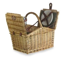 Willow Direct Willow Tweed Diretto Doppio Lidded Picnic Hamper Per 2 Green Tableware -Negozio al dettaglio stagionatura WD0008 TweedDoubleLiddedPicnicHamperfor2Green 3
