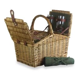 Willow Direct Willow Tweed Diretto Doppio Lidded Picnic Hamper Per 2 Green Tableware -Negozio al dettaglio stagionatura WD0008 TweedDoubleLiddedPicnicHamperfor2Green 4