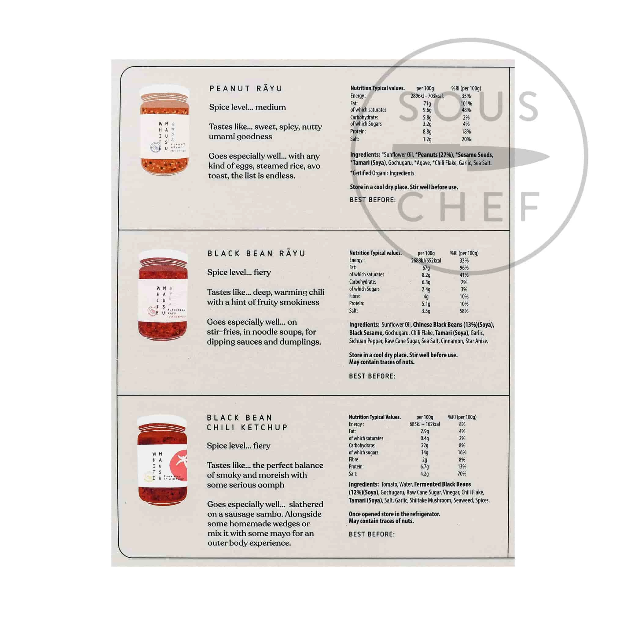 Ingredienti White Mausu Chilli Sauce Box Set 5 Ingredienti White Mausu Chilli Sauce Box Set - immagine 3