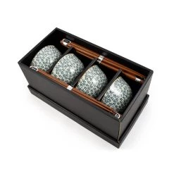 Kiji Stoneware & Ceramics Kiji Stoneware & Ceramica Blue & White Flower Rice Bowl Set Con Bacchette -Negozio al dettaglio stagionatura blue white flower rice bowl set with chopstick 3