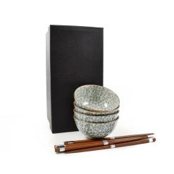 Kiji Stoneware & Ceramics Kiji Stoneware & Ceramica Blue & White Flower Rice Bowl Set Con Bacchette -Negozio al dettaglio stagionatura blue white flower rice bowl set with chopsticks