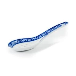 Chinese Tableware Tavolo Cinese Blue Rice Pattern Cucchiaio Di Riso 14cm Tableware -Negozio al dettaglio stagionatura blue rice pattern spoon right side