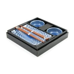 Kiji Stoneware & Ceramics Kiji Stoneware & Ceramica Blue Star Sushi Set Servire Posate -Negozio al dettaglio stagionatura blue star sushi swerving set box