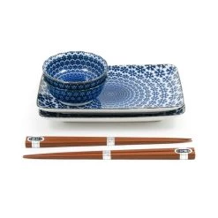 Kiji Stoneware & Ceramics Kiji Stoneware & Ceramica Blue Star Sushi Set Servire Posate -Negozio al dettaglio stagionatura blue star sushi swerving set side