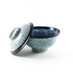 Kiji Stoneware & Ceramics Kiji Stoneware & Ceramica Blue Wave Covered Bowl