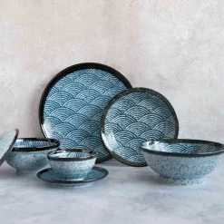 Kiji Stoneware & Ceramics Kiji Stoneware & Ceramica Posate Onda Blu Noodle Bowl -Negozio al dettaglio stagionatura blue wave tableware side 3a51a59d 0c95 4e01 a634 77fb4c4349d0
